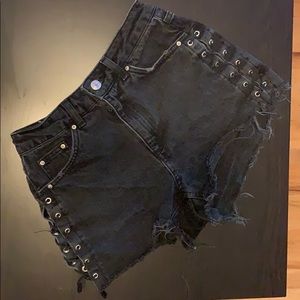 Black jean shorts